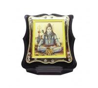 BEXCO Mini Lord Shiva Photo Frame Car Dashboard Idol | Acrylic Stand with Golden & Rhinestone Embellishments | Bhagwan Shiv Murti for Mandir Puja & Spiritual Gift (Height 8 cm)
