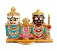 BEXCO Stone Studded Lord Jagannath, Balabhadra, Subhadra Idol with Sudarshan Chakra Statue for Car Dashboard - 2.5 '' inch