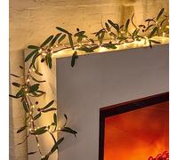 Bexdir Artificial Olive Vine Lights with Timer 6ft 72LED, Olive Tree for Walls Greenery Garland Twig for Home Mantle Holiday Christmas Decor Indoor Outdoor with Timer - Battery Operated