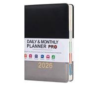 Bexdug Agenda 2026 - A5 Leather Cover Daily Agenda,2026 Calendar Book Yearly Planner - for School Office College Classroom Student Teacher Family Men Women Planning