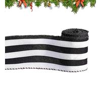 Bexdug Black and White Ribbon Wired,DIY Seasonal Decoration - Christmas Wreath Ribbons - for Mantelpieces Art Teachers Enthusiasts Wedding Party Favors Scrapbooking Bow Making Interior Designers
