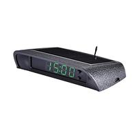 Bexdug Car Clock, Solar Powered High-Precision Digital Clock and Thermometer, Vibration Sensor, Brightness Adjustment, Shading Hood Design