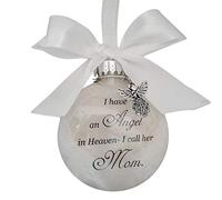 Bexdug Christmas Memorial Baubles Ornaments Ball “I Have an Angel in Heaven” With Small Angel Christmas Bauble Ornament, Mum Dad Son Daughter Hanging Decoration