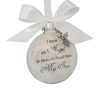 Bexdug Christmas Memorial Baubles Ornaments Ball “I Have an Angel in Heaven” With Small Angel Christmas Bauble Ornament, Mum Dad Son Daughter Hanging Decoration