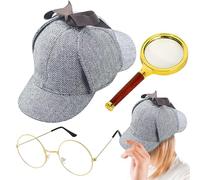 Bexdug Detective Outfit Accessories | Halloween Detective Role Play Props - Hat Glasses Magnifying Glass, Cosplay Accessories for Kids Adults Halloween Christmas Stage Performance Party Theatrical