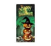 Bexdug Door Cover Halloween Fabric Gothic Pumpkin Ghost Washable Reusable