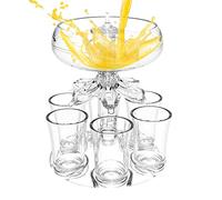 Bexdug Drinks Dispenser with 6 Shot Glasses Set, Shot Glass Dispenser with Holder, Acrylic Touchless Shot Pourer for Beverage Dispenser, Liquor, and Cocktai, Supplies, Home Bar Accessories
