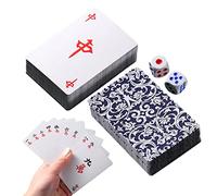 Bexdug Mahjong Set - 144 Travel Thickened Mahjong Playing Cards | Creative Travel Game for Dormitory Card Table, Outdoor Paper Playset for Camping Picnic