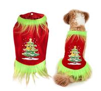 Bexdug Puppy Christmas Outfit - Cute Apparel,Small Dog Clothes with Christmas Tree Pattern,for Puppy Cat Winter Party Decor Holiday Season Family Gathering
