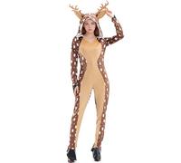 Bexdug Reindeer Jumpsuit - Deer Onesie Hoodie Playsuit - Cute Women's Fawn Costume for Adult