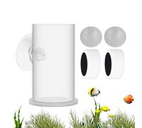 Bexdug Vacation Fish Feeder | Transparent Fish Tank Feeding Bowl | Suction Cup Feeding Equipment With Anti-Drift Ring And Leak Net, Cylindrical Shape For Men