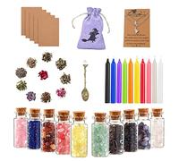 Bexdug Witchcraft Supplies Kit for Wiccan Spells - Suitable for Beginners Experienced Witches | Include Dried Herbs, Crystal Jars, Colored Candles, Parchment, Storage Bag