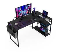 BEXEVUE L Shaped Gaming Desk 120x70 cm Computer Desk with Storage Bag Office Desk Small Writing Table with Large Reversible Storage Shelves Works