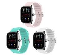 Bexido Bracelet Compatible with Amazfit GTS/GTS 2/GTS 2e/GTS 2 Mini/GTR 42 mm/Amazfit Bip U Pro/Bip S/Bip Lite, Pack of 3, 20 mm Soft Silicone Wristbands Replacement Strap Watch Strap, 1, Silicone,