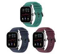 BexidoIera 20mm Watch Strap Compatible with Amazfit GTS 3/GTS 4/GTS 4 mini/Amazfit Bip 3/Bip 3 Pro, 20mm Sport Silicone Quick Release Replacement Band Wristband, 3 Pack-Dark Green+Navy Blue+Wine Red