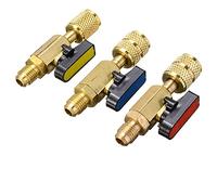 BEXIUJUVX 3Pcs/Set Brass R410A Refrigerant Straight Ball Valves AC Charging Hoses 1/4 Quot; Male To / 5/16 Female SAE Valve