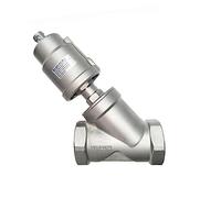 BEXIUJUVX DN50 Stainless Steel Pneumatic Actuator Angle Seat Valve 16bar For Steam Gas Oil Normally Closed 1Pcs(Double Acting)