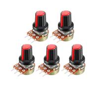BEXIUJUVX Rotary Encoder 5pcs/lot Carbon Film Potentiometer WH148 15mm 3pin + Red Switch Knobs Cap Kit B1K 2K 5K 10K 20K 50K 100K 250K 500K 1M(100K Ohm)