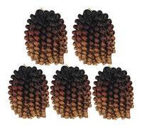 BEXIUKAKA Curling Iron Crochet Jamaican Hair Bounce Crochet 8" Jamaican Curl Braids Ringlet Braids Hair Extension Crochet Hair 5pcs 1B/30/27