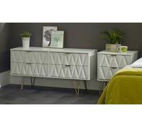 Bexley 1 Drawer Wide Bedside Table 1 Drawer White Matt/Gold