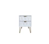 Bexley 2 Drawer Bedside Table 2 Drawers White Matt/Gold