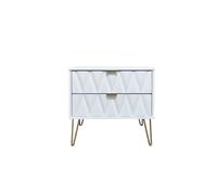 Bexley 2 Drawer Wide Bedside Table 2 Drawers White Matt/Gold