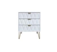 Bexley 3 Drawer Chest of Drawers 3 Drawers White Matt/Gold