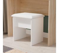 Linear Ready Assembled Matt White Padded Dressing Table Stool