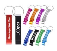 BEXOA 100 Pcs Personalised Bottle Opener Keyring - Bulk Customised Text/Logo Keychain Wedding Favors for Guests Party Gifts (100 PCS)