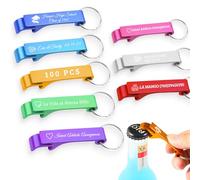 BEXOA 100 Pcs Personalised Bottle Opener Keyring - Custom Engraved Text/Logo Beer Bottle Opener Keyring Customised Party Gift for Wedding Favours for Guests (100)