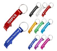 BEXOA 100pcs Personalised Bottle Opener keyring - Customised Engraved Text/Logo Bottle Openers Keychain Bulk Wedding Favours for Guests Party Gifts (100 Pcs)