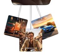BEXOA Personalised Car Air Freshener with Picture, Custom Double Sided Printed Photo Text Air Freshener for Boyfriend Birthday Gifts (Square)