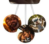 BEXOA Personalised Car Air Freshener with Picture, Custom Double Sided Printed Photo Text Air Freshener for Boyfriend Birthday Gifts (Circular)