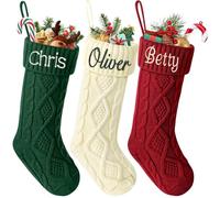 BEXOA Personalised Christmas Stockings - 18" Large Christmas Stocking with Name, Custom Embroidered Name Knit Christmas Stockings for Fireplace Christmas Decoration (1)