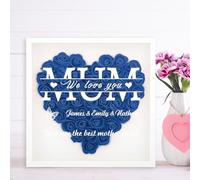 BEXOA Personalised Gifts for Mum - Custom 3D Dried Flower Shadow Box Frame with Name & Text, Birthday, Valentines, Mothers Day, for Mummy Grandma Wife Women Her (Royal Blue)