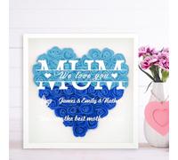 BEXOA Personalised Gifts for Mum - Custom 3D Dried Flower Shadow Box Frame with Name & Text, Birthday, Valentines, Mothers Day, for Mummy Grandma Wife Women Her (Gradient Blue)