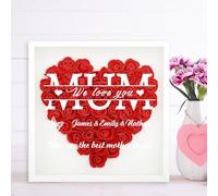 BEXOA Personalised Gifts for Mum - Custom 3D Dried Flower Shadow Box Frame with Name & Text, Birthday, Valentines, Mothers Day, for Mummy Grandma Wife Women Her (Red)