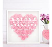 BEXOA Personalised Gifts for Mum - Custom 3D Dried Flower Shadow Box Frame with Name & Text, Birthday, Valentines, Mothers Day, for Mummy Grandma Wife Women Her (Light Pink)