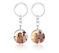 BEXOA Personalised Keyring Photo,Custom Keyrings with Picture Text Double Sided,Personalised Christmas,Birthday,Father Day,Mother's Day Gifts for Men Women (Round - 2 Photos)
