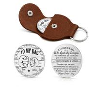 BEXOA Personalised Pocket Hug Token with Name, Custom Engraved Coin with Leather Case, Father's Day Unique Gifts for Men Dad Husband from Daughter Son Wife (TO MY DAD Style 1)