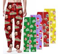 BEXOA Personalised Pyjamas Pants With Face Photo - Custom Halloween Christmas Pajama Bottoms Personalized Pj Pants Gifts for Men Women Family (Style 2)