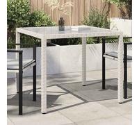 bexter clear glass top garden dining table square in white