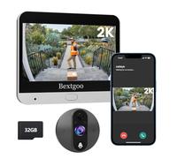 Bextgoo 2K Door Peephole Camera (Door View Cam) with 32GB Memory Card, Doorbell Camera Wireless with 4.3" Color Monitor, 8000mAh Battery, 170° Wide View, Motion Detection Alerts, Night Vision