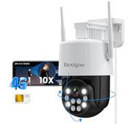 Bextgoo 2K No WiFi Security Camera with SIM Card, 4G LTE Cellular Security Camera Outdoor, 360° PTZ CCTV Camera with Auto Tracking, 24/7 Recording, AI Detection Alerts, Color Night Vision, IP66