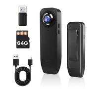 Bextgoo Body Camera, Body Cam with 64GB Storage Card, Mini Body Camera No WiFi Needed, Wearable Body Cameras with 1000mAh Battery, Motion Detection Bodycam with Loop Mode, Night Vision