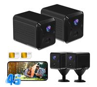 Bextgoo No WiFi Security Camera with SIM Card (2 Pack), 4G LTE Cellular Security Camera, 5200mAh Battery, HD Mini 4G Camera, 160° Wide View, Motion Detection Alert, 10m Night Vision