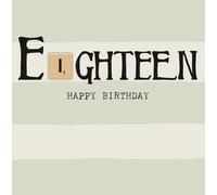 Bexy Boo 18th Birthday Card with Wooden Scrabble Tile Attachment, Milestone Card, Standard Size, Birthday Theme