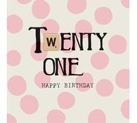 Bexy Boo 21st Birthday Card with Wooden Scrabble Tile, Pink Polka Dot Design, Milestone Greeting Card for Her, Standard Size