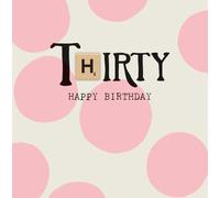 Bexy Boo 30th Birthday Card for Her, with Wooden Scrabble Tile Attachment, Pink Polka Dot Design, Standard Size, Milestone Greeting Card