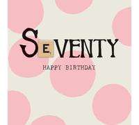 Bexy Boo 70th Birthday Card for Her, Pink Polka Dot Design, with Wooden Scrabble Tile Attachment, Standard Size, Milestone Greeting Card